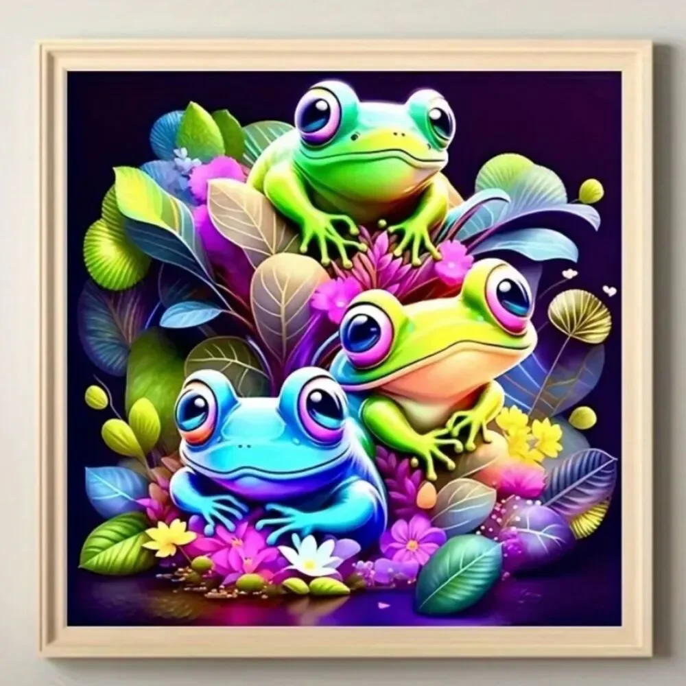 Set of 2 Frog Diamond Painting Kits, 5D DIY Diamond Art Kits for Beginners
